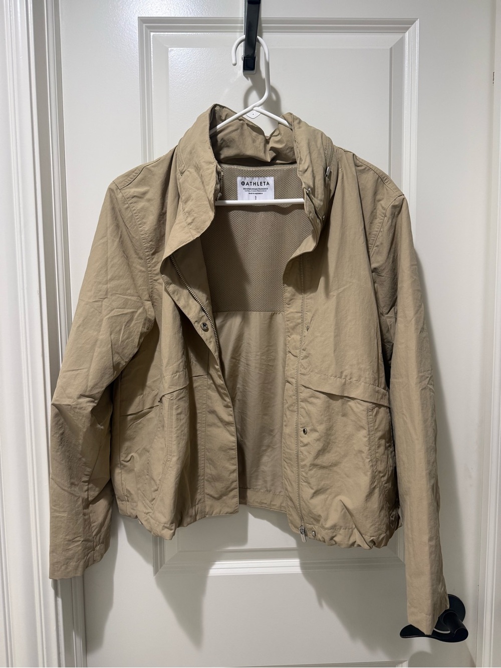 Athleta Everywhere Jacket in Flax - Lightweight Windbreaker Jacket with Hood